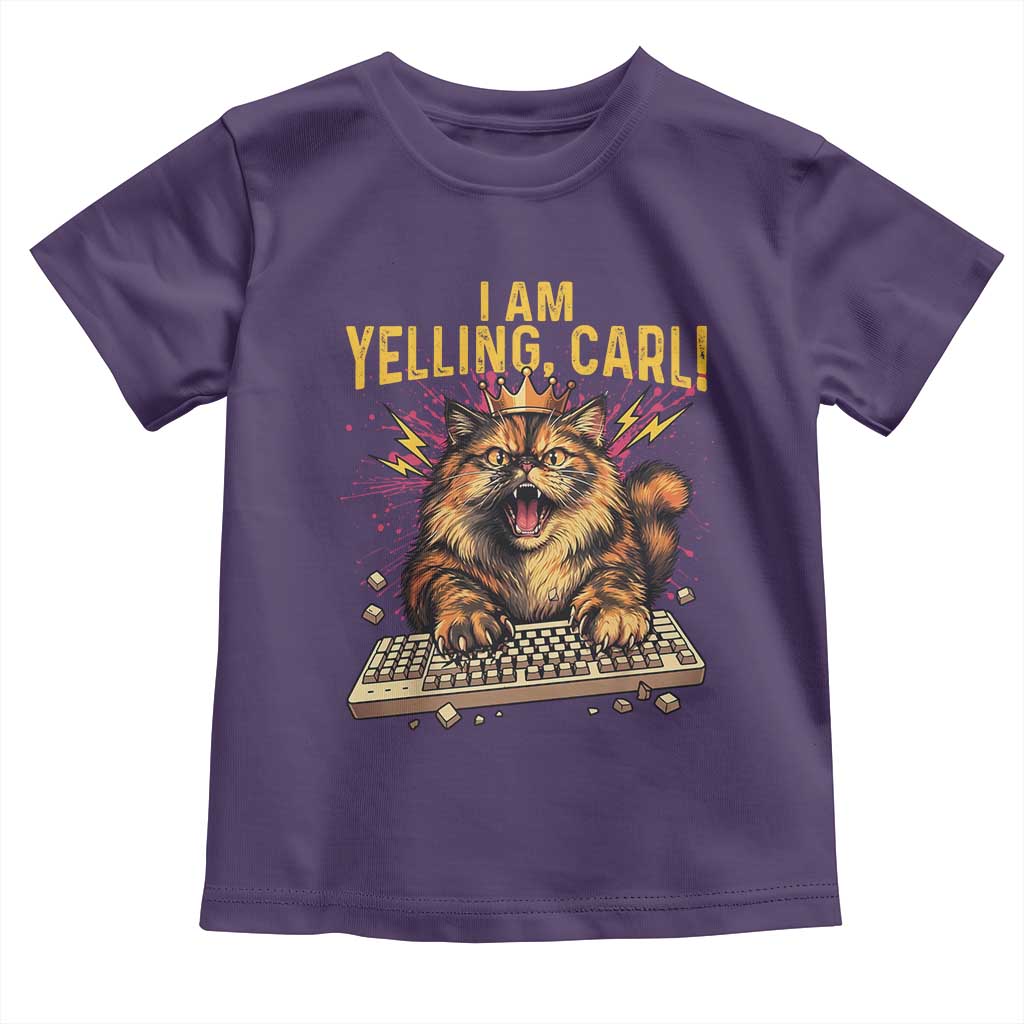 I Am Yelling Carl Graphic Toddler T Shirt Funny Angry Cat Typing Keyboard Comic Retro TS02 Purple Print Your Wear