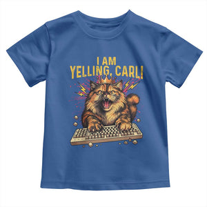 I Am Yelling Carl Graphic Toddler T Shirt Funny Angry Cat Typing Keyboard Comic Retro TS02 Royal Blue Print Your Wear