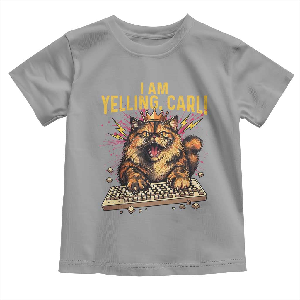 I Am Yelling Carl Graphic Toddler T Shirt Funny Angry Cat Typing Keyboard Comic Retro TS02 Sport Gray Print Your Wear