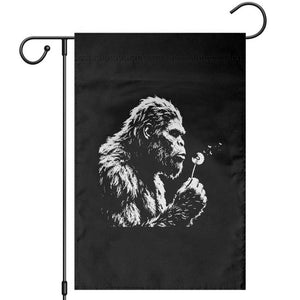 Bigfoot Blowing Dandelion Flower Graphic Garden Flag Whimsical Sasquatch Profile Artistic Vintage Distressed TS02 Black Print Your Wear