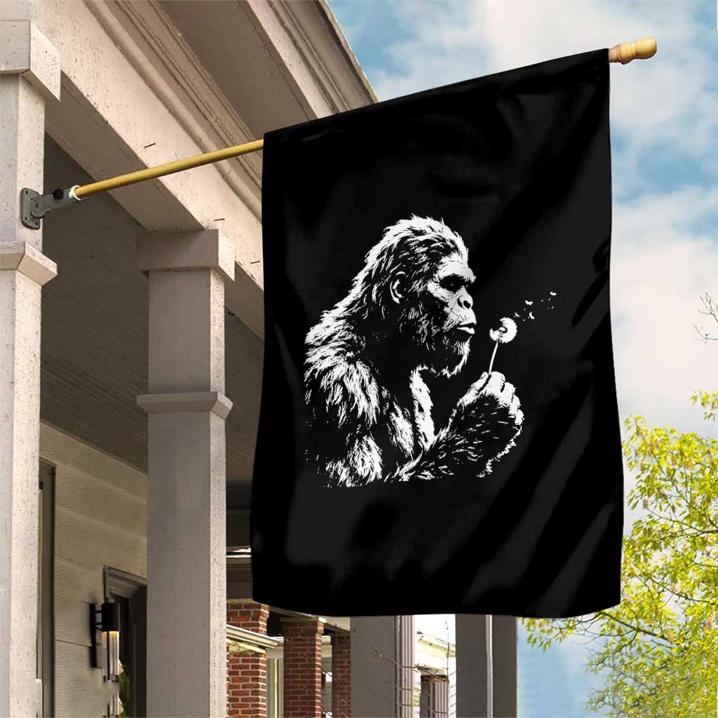 Bigfoot Blowing Dandelion Flower Graphic Garden Flag Whimsical Sasquatch Profile Artistic Vintage Distressed TS02 Print Your Wear