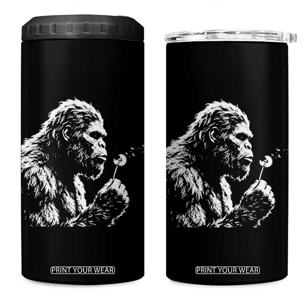Bigfoot Blowing Dandelion Flower Graphic 4 in 1 Can Cooler Tumbler Whimsical Sasquatch Profile Artistic Vintage Distressed TS02 One Size: 16 oz Black Print Your Wear