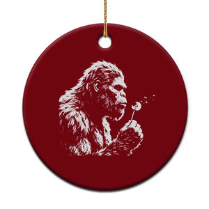 Bigfoot Blowing Dandelion Flower Graphic Ceramic Ornament Whimsical Sasquatch Profile Artistic Vintage Distressed TS02 1pc Red Print Your Wear