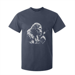 Bigfoot Blowing Dandelion Flower Graphic T Shirt For Kid Whimsical Sasquatch Profile Artistic Vintage Distressed TS02 Navy Print Your Wear