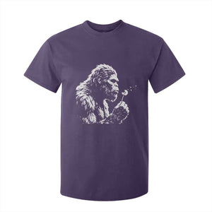 Bigfoot Blowing Dandelion Flower Graphic T Shirt For Kid Whimsical Sasquatch Profile Artistic Vintage Distressed TS02 Purple Print Your Wear