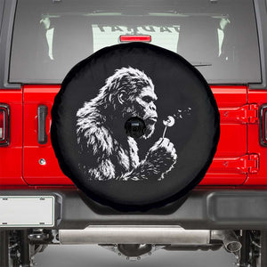 Bigfoot Blowing Dandelion Flower Graphic Spare Tire Cover Whimsical Sasquatch Profile Artistic Vintage Distressed TS02 Black Print Your Wear