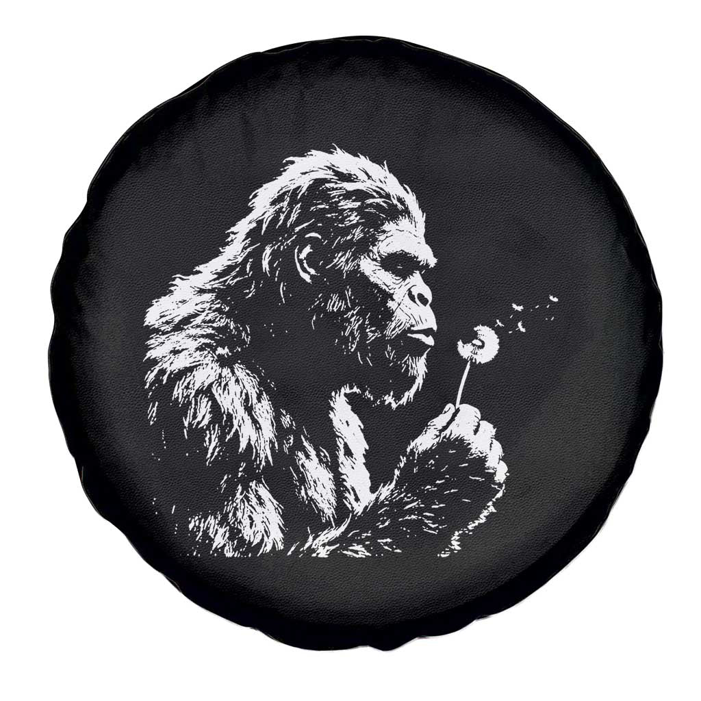 Bigfoot Blowing Dandelion Flower Graphic Spare Tire Cover Whimsical Sasquatch Profile Artistic Vintage Distressed TS02 Print Your Wear