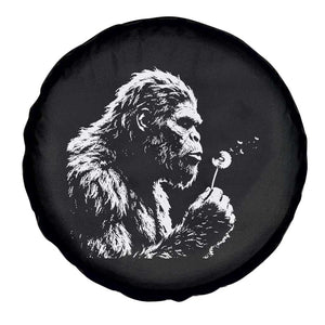 Bigfoot Blowing Dandelion Flower Graphic Spare Tire Cover Whimsical Sasquatch Profile Artistic Vintage Distressed TS02 Print Your Wear