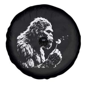 Bigfoot Blowing Dandelion Flower Graphic Spare Tire Cover Whimsical Sasquatch Profile Artistic Vintage Distressed TS02 Print Your Wear