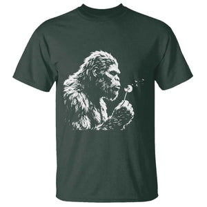 Bigfoot Blowing Dandelion Flower Graphic T Shirt Whimsical Sasquatch Profile Artistic Vintage Distressed TS02 Dark Forest Green Print Your Wear
