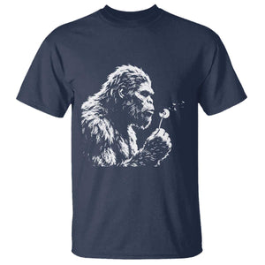 Bigfoot Blowing Dandelion Flower Graphic T Shirt Whimsical Sasquatch Profile Artistic Vintage Distressed TS02 Navy Print Your Wear