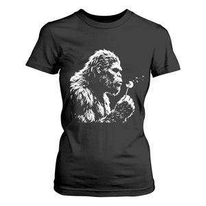 Bigfoot Blowing Dandelion Flower Graphic T Shirt For Women Whimsical Sasquatch Profile Artistic Vintage Distressed TS02 Black Print Your Wear