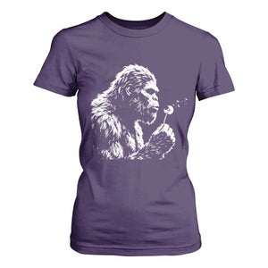 Bigfoot Blowing Dandelion Flower Graphic T Shirt For Women Whimsical Sasquatch Profile Artistic Vintage Distressed TS02 Purple Print Your Wear