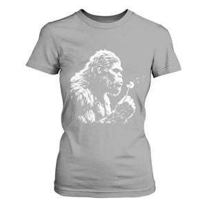Bigfoot Blowing Dandelion Flower Graphic T Shirt For Women Whimsical Sasquatch Profile Artistic Vintage Distressed TS02 Sport Gray Print Your Wear