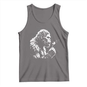 Bigfoot Blowing Dandelion Flower Graphic Tank Top Whimsical Sasquatch Profile Artistic Vintage Distressed TS02 Deep Heather Print Your Wear