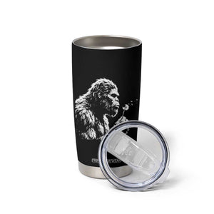 Bigfoot Blowing Dandelion Flower Graphic Tumbler Cup Whimsical Sasquatch Profile Artistic Vintage Distressed TS02 Print Your Wear