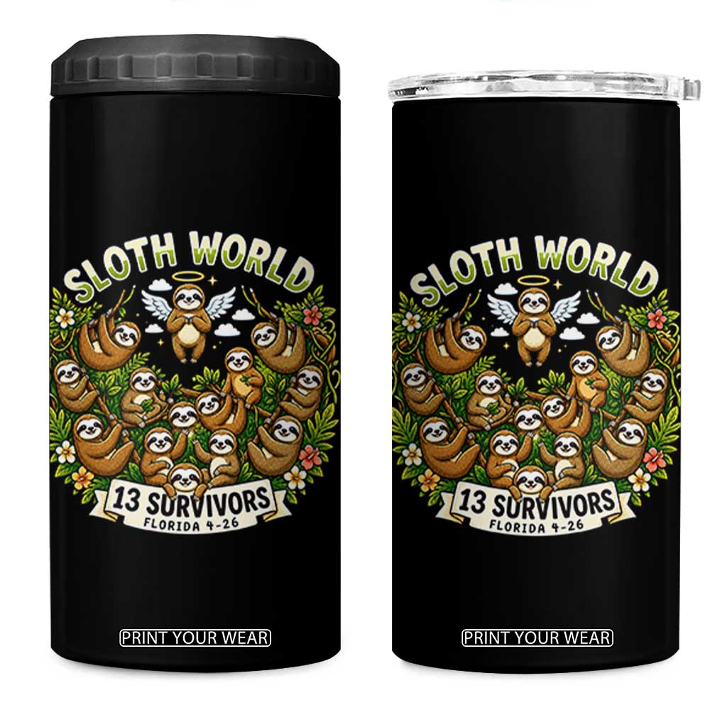 Sloth World 13 Survivors Animal Rescue 4 in 1 Can Cooler Tumbler Memorial Tribute and Florida Wildlife Protection TS02 One Size: 16 oz Black Print Your Wear