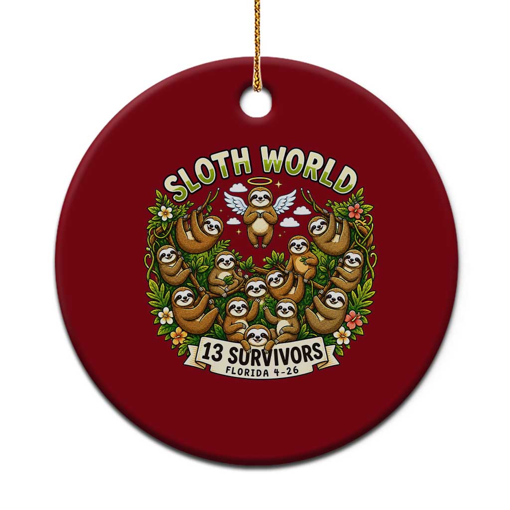 Sloth World 13 Survivors Animal Rescue Ceramic Ornament Memorial Tribute and Florida Wildlife Protection TS02 1pc Red Print Your Wear