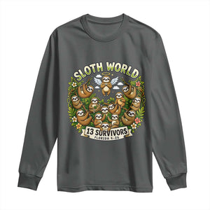 Sloth World 13 Survivors Animal Rescue Long Sleeve Shirt Memorial Tribute and Florida Wildlife Protection TS02 Dark Heather Print Your Wear