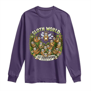 Sloth World 13 Survivors Animal Rescue Long Sleeve Shirt Memorial Tribute and Florida Wildlife Protection TS02 Purple Print Your Wear