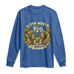Sloth World 13 Survivors Animal Rescue Long Sleeve Shirt Memorial Tribute and Florida Wildlife Protection TS02 Royal Blue Print Your Wear