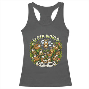Sloth World 13 Survivors Animal Rescue Racerback Tank Top Memorial Tribute and Florida Wildlife Protection TS02 Dark Heather Print Your Wear