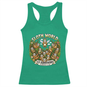 Sloth World 13 Survivors Animal Rescue Racerback Tank Top Memorial Tribute and Florida Wildlife Protection TS02 Irish Green Print Your Wear