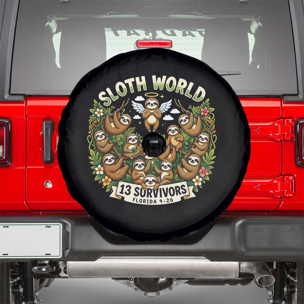 Sloth World 13 Survivors Animal Rescue Spare Tire Cover Memorial Tribute and Florida Wildlife Protection TS02 Black Print Your Wear