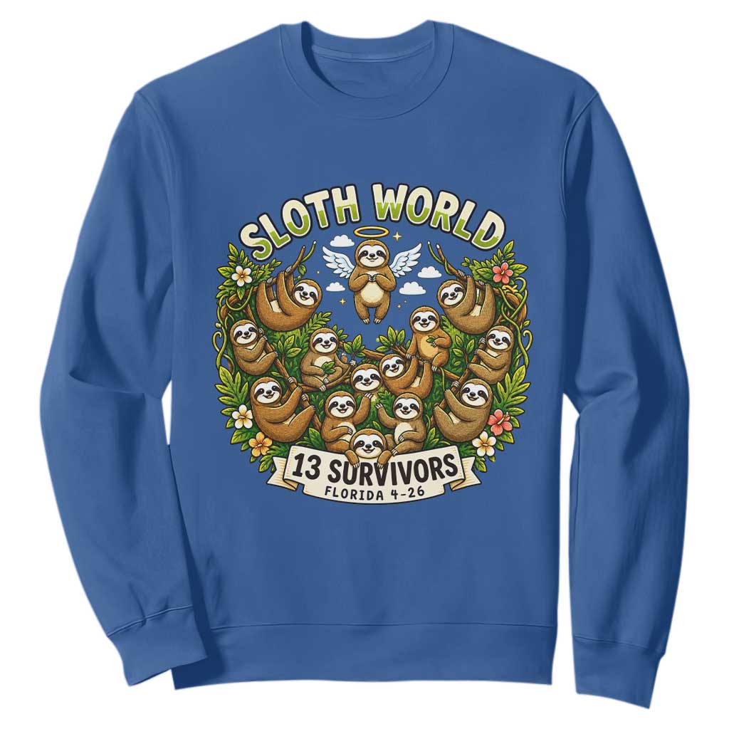 Sloth World 13 Survivors Animal Rescue Sweatshirt Memorial Tribute and Florida Wildlife Protection TS02 Royal Blue Print Your Wear