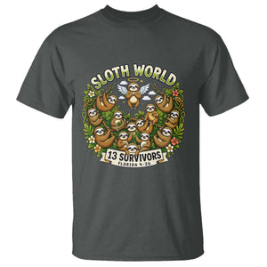 Sloth World 13 Survivors Animal Rescue T Shirt Memorial Tribute and Florida Wildlife Protection TS02 Dark Heather Print Your Wear