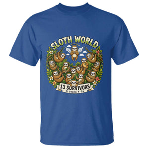 Sloth World 13 Survivors Animal Rescue T Shirt Memorial Tribute and Florida Wildlife Protection TS02 Royal Blue Print Your Wear