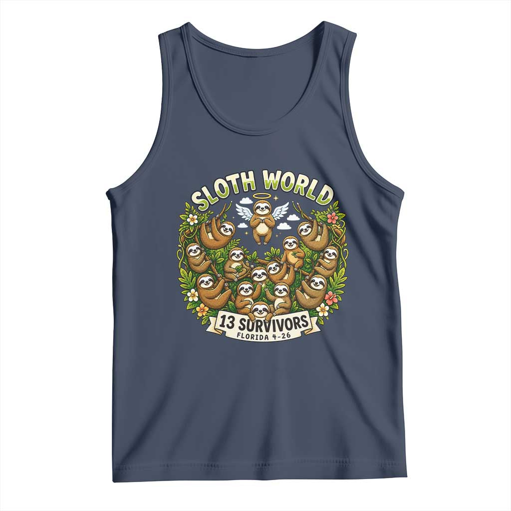 Sloth World 13 Survivors Animal Rescue Tank Top Memorial Tribute and Florida Wildlife Protection TS02 Navy Print Your Wear