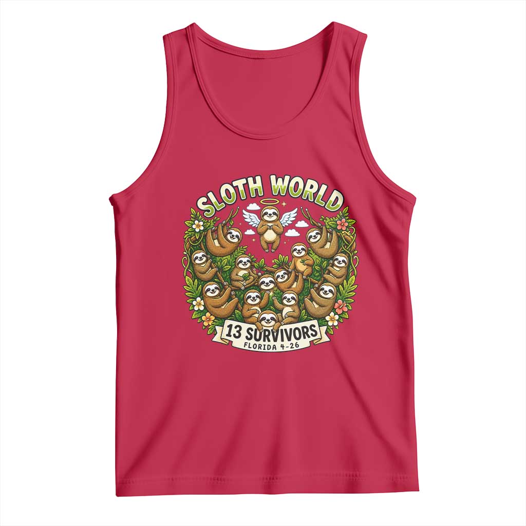 Sloth World 13 Survivors Animal Rescue Tank Top Memorial Tribute and Florida Wildlife Protection TS02 Red Print Your Wear