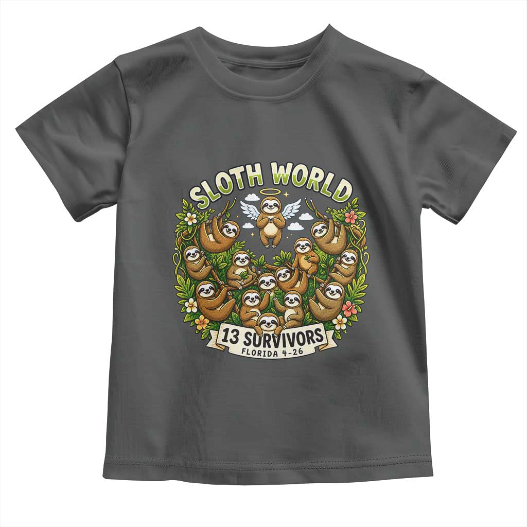 Sloth World 13 Survivors Animal Rescue Toddler T Shirt Memorial Tribute and Florida Wildlife Protection TS02 Dark Heather Print Your Wear