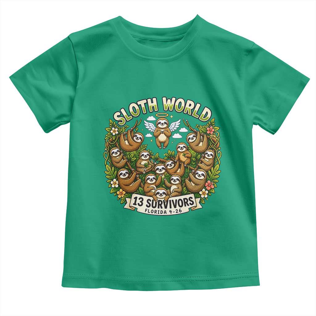 Sloth World 13 Survivors Animal Rescue Toddler T Shirt Memorial Tribute and Florida Wildlife Protection TS02 Irish Green Print Your Wear