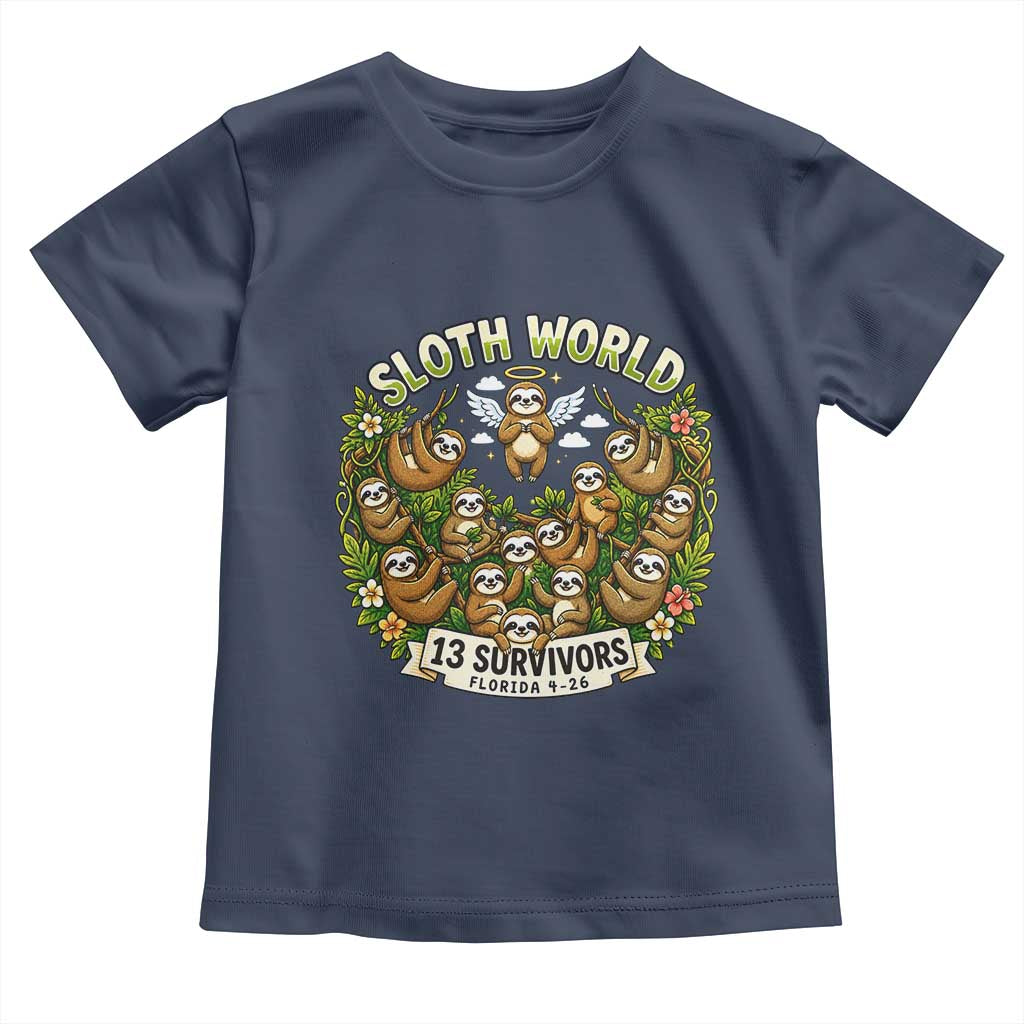 Sloth World 13 Survivors Animal Rescue Toddler T Shirt Memorial Tribute and Florida Wildlife Protection TS02 Navy Print Your Wear