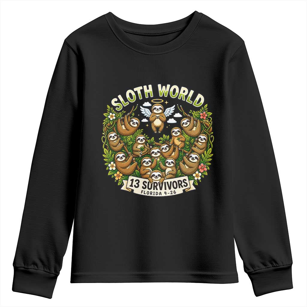 Sloth World 13 Survivors Animal Rescue Youth Sweatshirt Memorial Tribute and Florida Wildlife Protection TS02 Black Print Your Wear