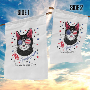 Free As A Cat Since 1776 Funny Patriotic Garden Flag Cool American Flag Sunglasses Cat 250th Anniversary Semiquincentennial TS02 Print Your Wear