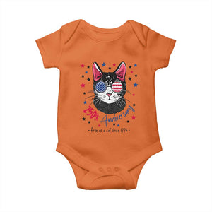 Free As A Cat Since 1776 Funny Patriotic Baby Onesie Cool American Flag Sunglasses Cat 250th Anniversary Semiquincentennial TS02 Orange Print Your Wear