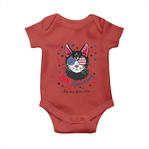 Free As A Cat Since 1776 Funny Patriotic Baby Onesie Cool American Flag Sunglasses Cat 250th Anniversary Semiquincentennial TS02 Red Print Your Wear