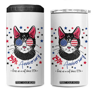Free As A Cat Since 1776 Funny Patriotic 4 in 1 Can Cooler Tumbler Cool American Flag Sunglasses Cat 250th Anniversary Semiquincentennial TS02 One Size: 16 oz White Print Your Wear
