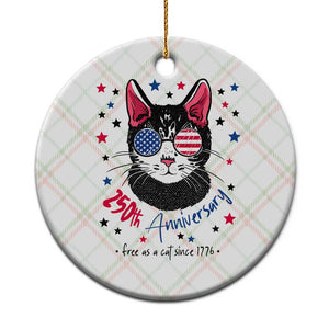 Free As A Cat Since 1776 Funny Patriotic Ceramic Ornament Cool American Flag Sunglasses Cat 250th Anniversary Semiquincentennial TS02 1pc Christmas Plaid Print Your Wear