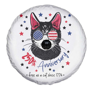 Free As A Cat Since 1776 Funny Patriotic Spare Tire Cover Cool American Flag Sunglasses Cat 250th Anniversary Semiquincentennial TS02 Print Your Wear