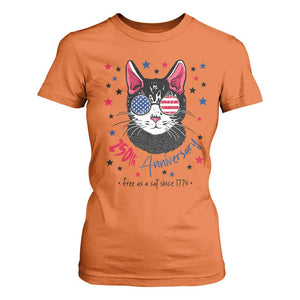 Free As A Cat Since 1776 Funny Patriotic T Shirt For Women Cool American Flag Sunglasses Cat 250th Anniversary Semiquincentennial TS02 Orange Print Your Wear