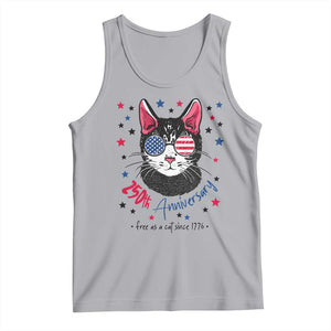 Free As A Cat Since 1776 Funny Patriotic Tank Top Cool American Flag Sunglasses Cat 250th Anniversary Semiquincentennial TS02 Athletic Heather Print Your Wear