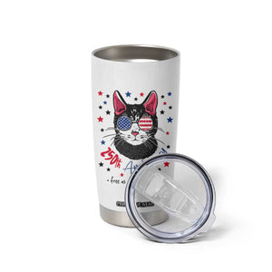 Free As A Cat Since 1776 Funny Patriotic Tumbler Cup Cool American Flag Sunglasses Cat 250th Anniversary Semiquincentennial TS02 Print Your Wear