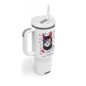 Free As A Cat Since 1776 Funny Patriotic Tumbler With Handle Cool American Flag Sunglasses Cat 250th Anniversary Semiquincentennial TS02 Print Your Wear