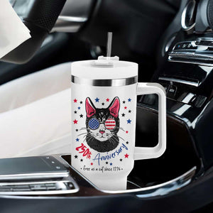 Free As A Cat Since 1776 Funny Patriotic Tumbler With Handle Cool American Flag Sunglasses Cat 250th Anniversary Semiquincentennial TS02 Print Your Wear