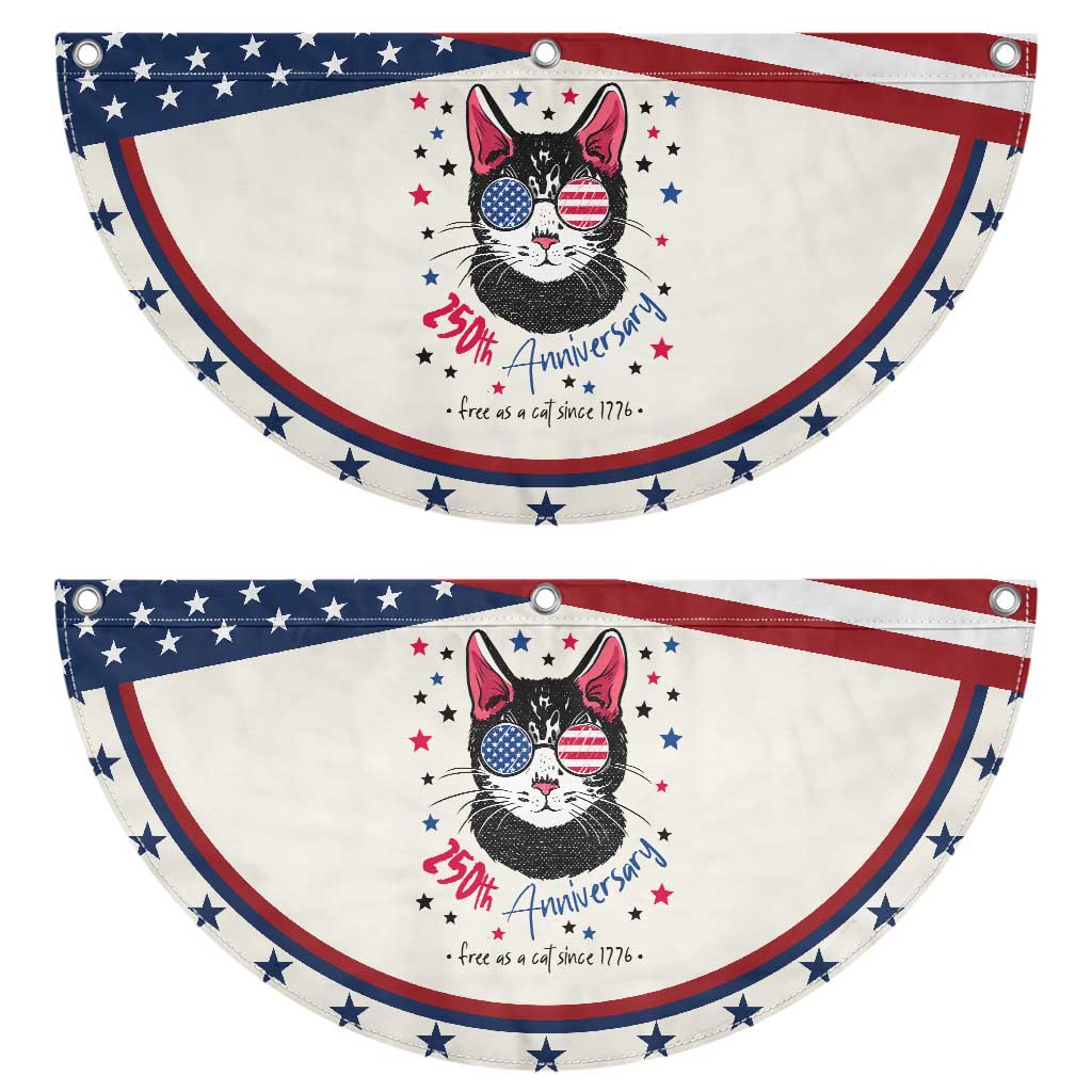Free As A Cat Since 1776 Funny Patriotic Fan Flag Cool American Flag Sunglasses Cat 250th Anniversary Semiquincentennial