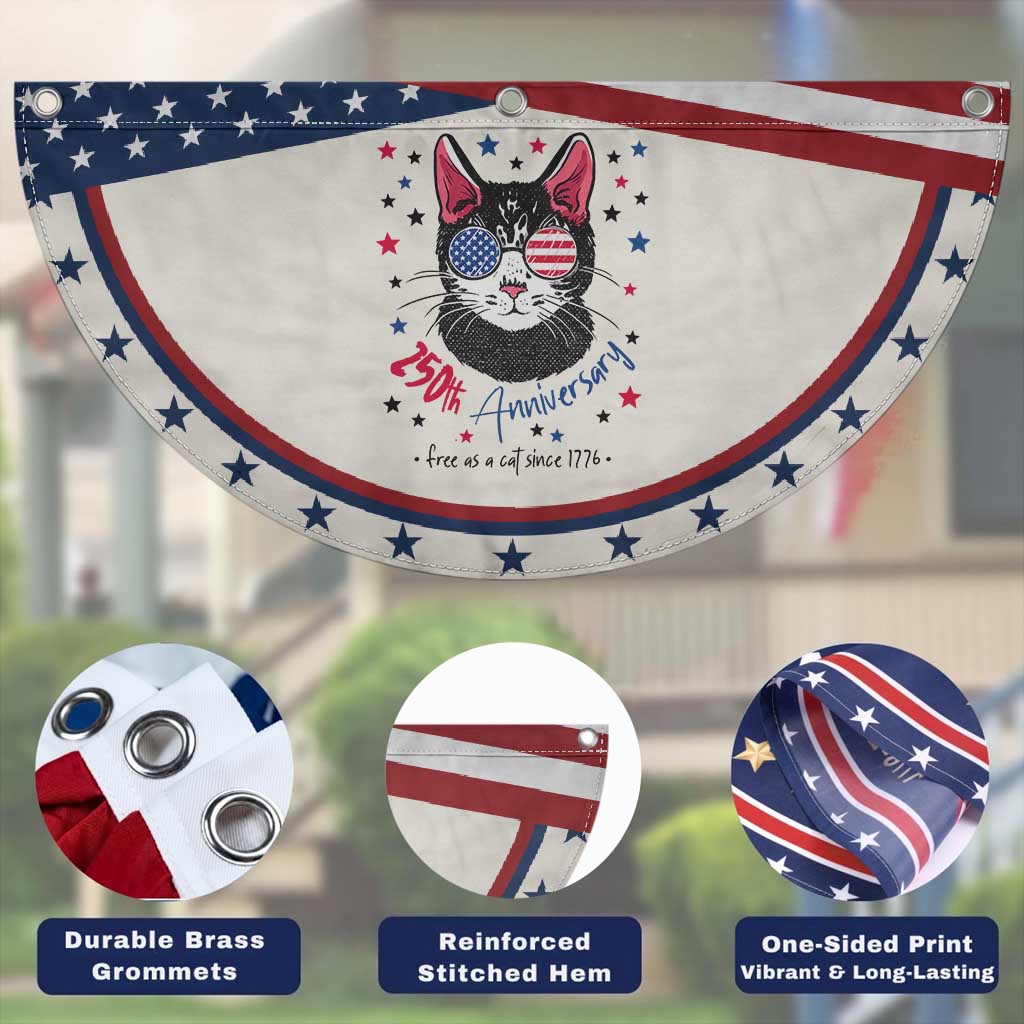 Free As A Cat Since 1776 Funny Patriotic Fan Flag Cool American Flag Sunglasses Cat 250th Anniversary Semiquincentennial